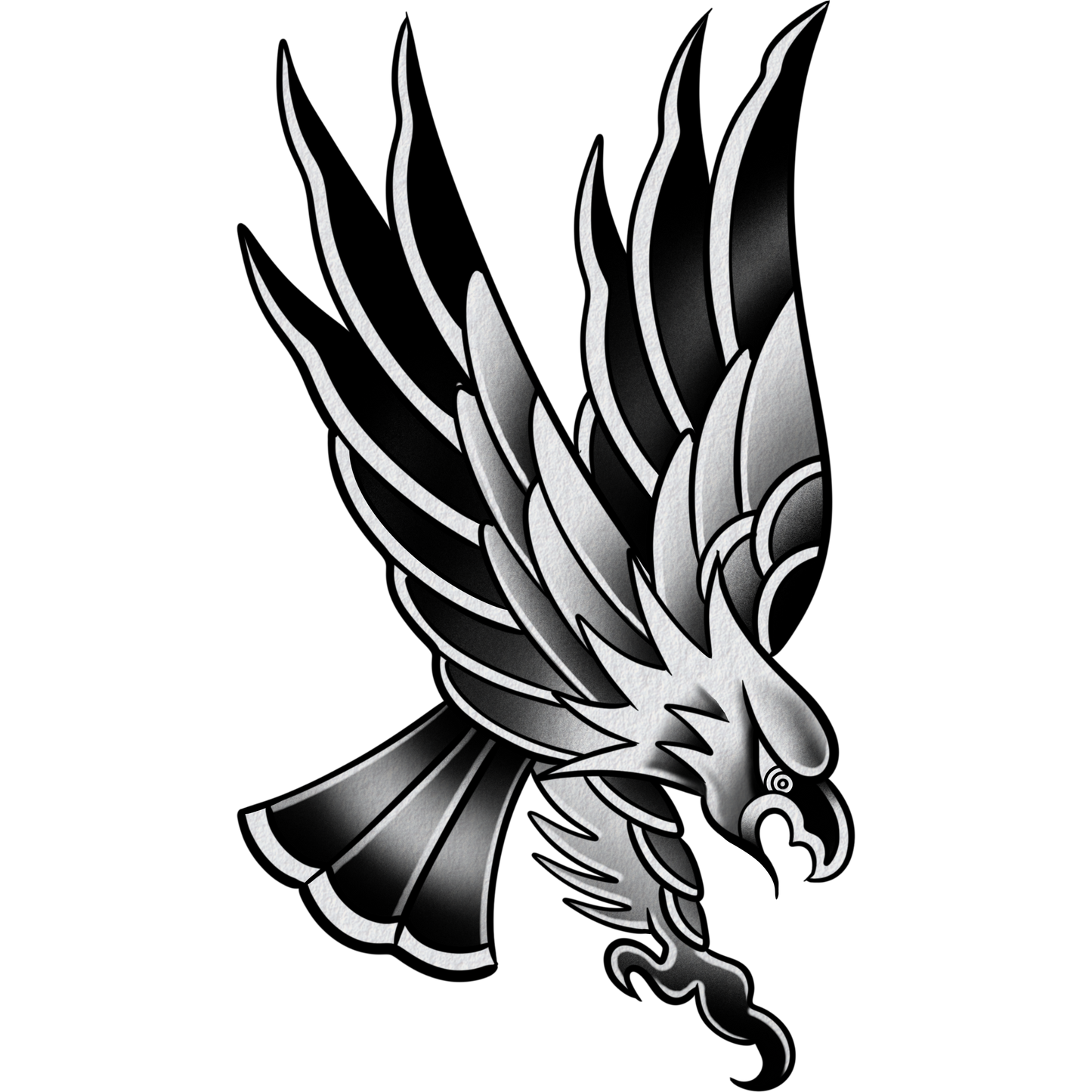 Diving Eagle — American Traditional (Black & Gray)