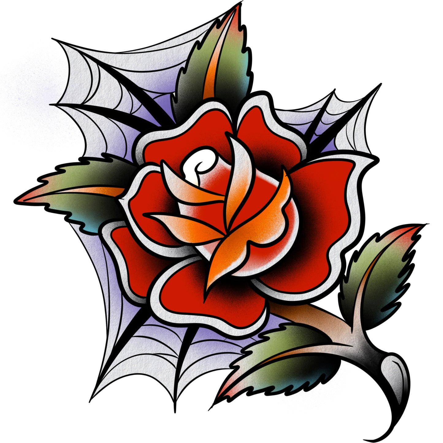 Webbed Rose — American Traditional