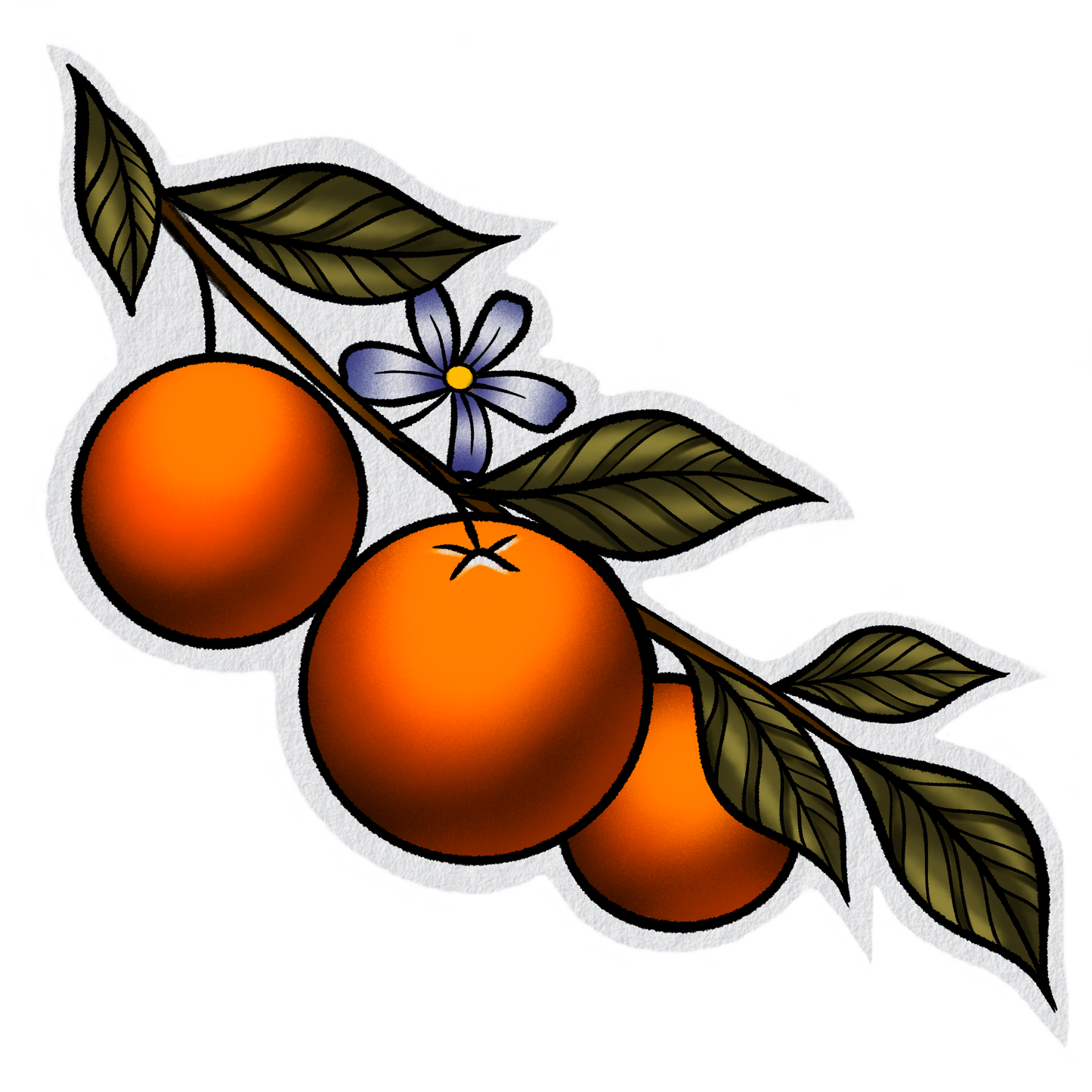 Citrus Bloom — Neo-Traditional Orange Branch