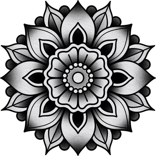 Mandala Bloom — Black & Gray